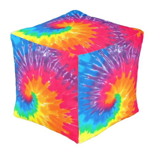 Psychedelic Neon Tie_Dye Pouf