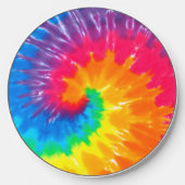 Psychedelic Neon Tie Dye Wireless Charger (Front)