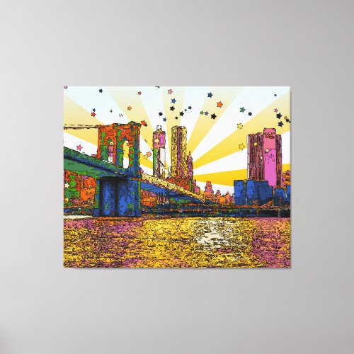 Psychedelic New York City Brooklyn Bridge WTC 1 Canvas Print