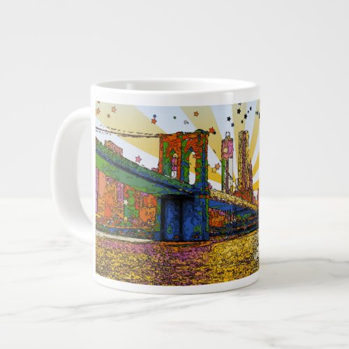 Psychedelic New York City Brooklyn Bridge WTC 1 Giant Coffee Mug