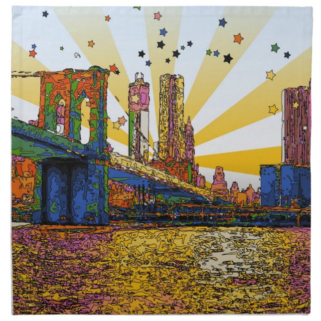 Psychedelic New York City: Brooklyn Bridge, WTC #1 Napkin (Front)