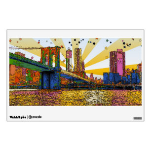 Psychedelic New York City: Brooklyn Bridge, WTC #1 Wall Decal
