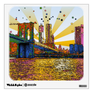 Psychedelic New York City: Brooklyn Bridge, WTC #1 Wall Sticker