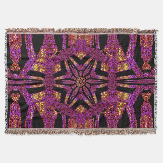 Psychedelic Night Jasmine Throw Blanket (Front)