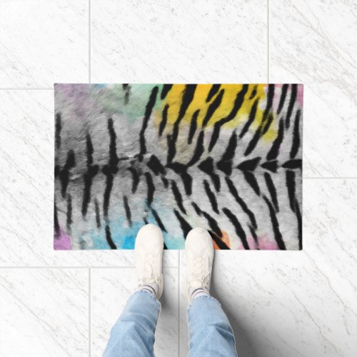 Psychedelic Night Tiger Skin Print Doormat