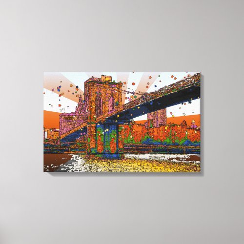 Psychedelic NYC Brooklyn Bridge 1 Canvas Print