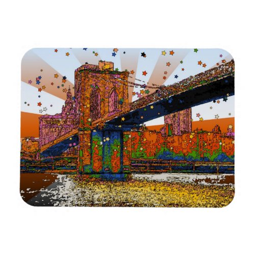 Psychedelic NYC Brooklyn Bridge 1 Magnet