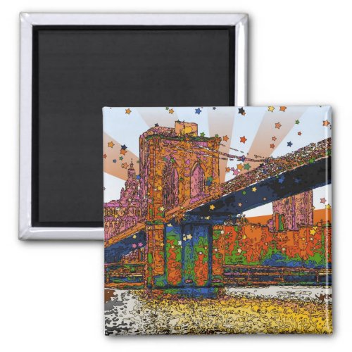 Psychedelic NYC Brooklyn Bridge 1 Magnet