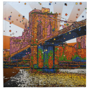 Psychedelic NYC: Brooklyn Bridge #1 Napkin