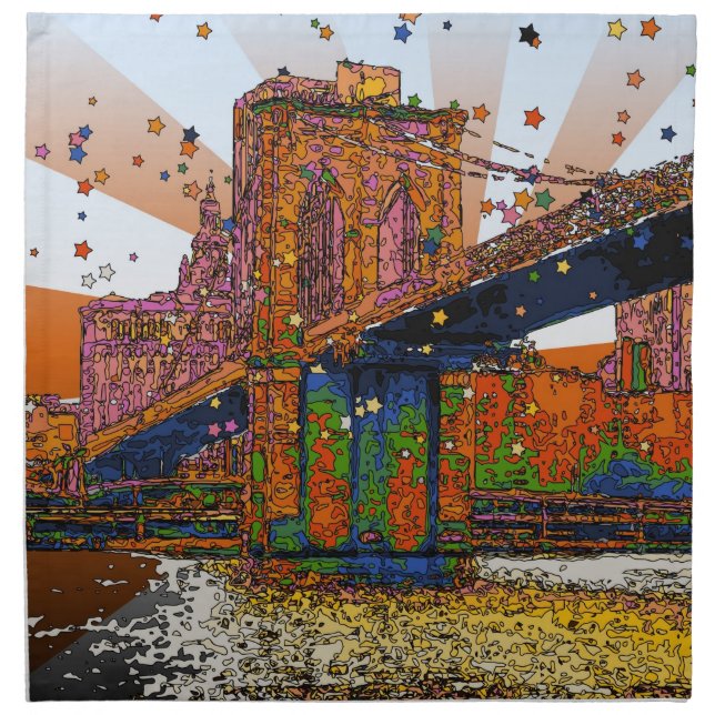Psychedelic NYC: Brooklyn Bridge #1 Napkin (Front)