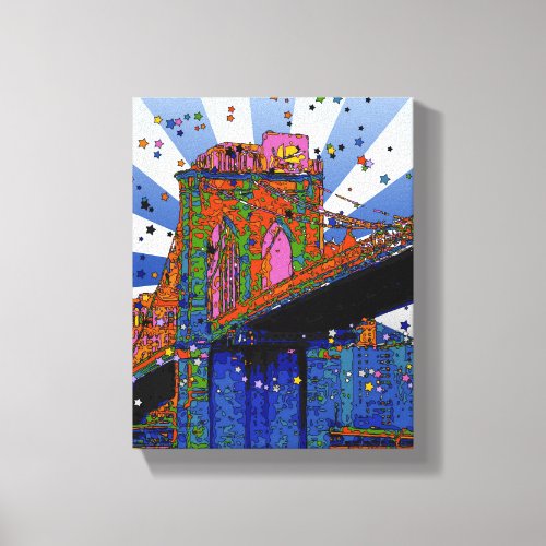 Psychedelic NYC Brooklyn Bridge 2 Canvas Print
