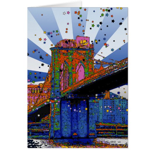 Psychedelic NYC: Brooklyn Bridge #2 Cards (Front)