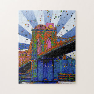 Psychedelic NYC: Brooklyn Bridge #2 Jigsaw Puzzle