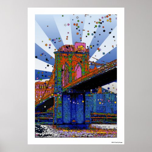 Psychedelic NYC Brooklyn Bridge 2 Poster