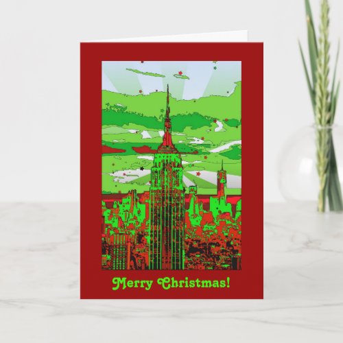 Psychedelic NYC Empire State Building Christmas Holiday Card