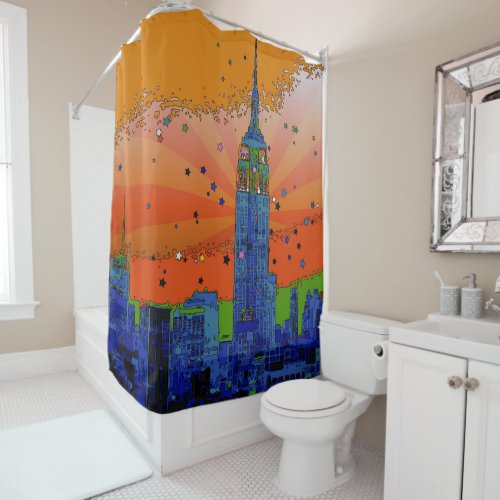 Psychedelic NYC ESB 3 Shower Curtain