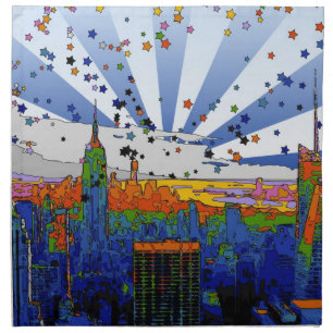 Psychedelic NYC: ESB Wide Skyline View Napkin