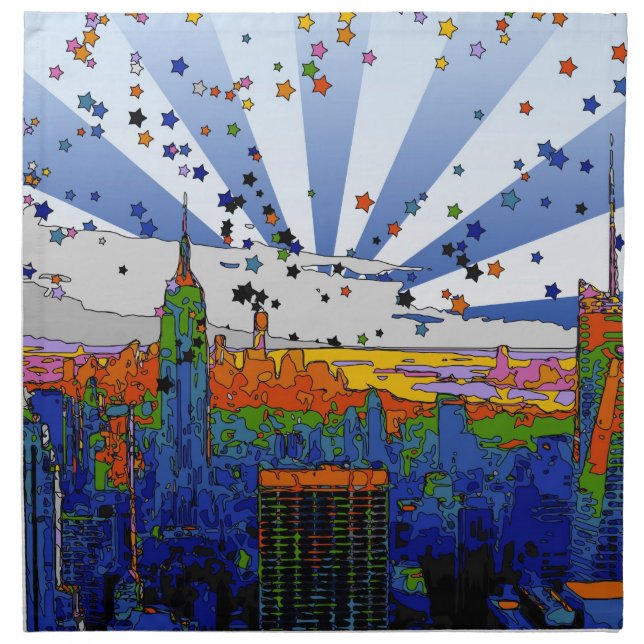 Psychedelic NYC: ESB Wide Skyline View Napkin (Front)
