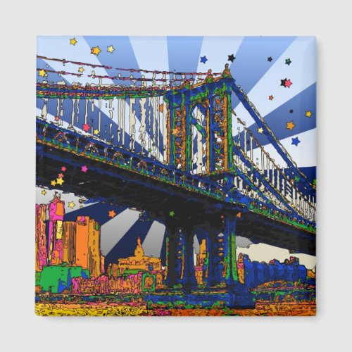 Psychedelic NYC Manhattan Bridge 1 Magnet