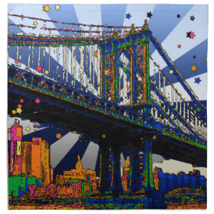 Psychedelic NYC: Manhattan Bridge #1 Napkin