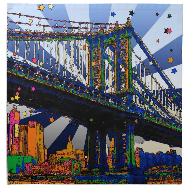Psychedelic NYC: Manhattan Bridge #1 Napkin (Front)