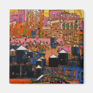 Psychedelic NYC: NYC Water Towers in Winter #9 Magnet