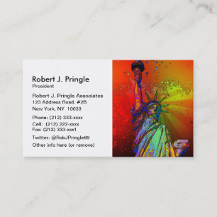 Psychedelic NYC Rainbow Color Statue of Liberty 1R Business Card