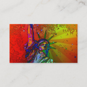 Psychedelic NYC Rainbow Color Statue of Liberty 1R Business Card