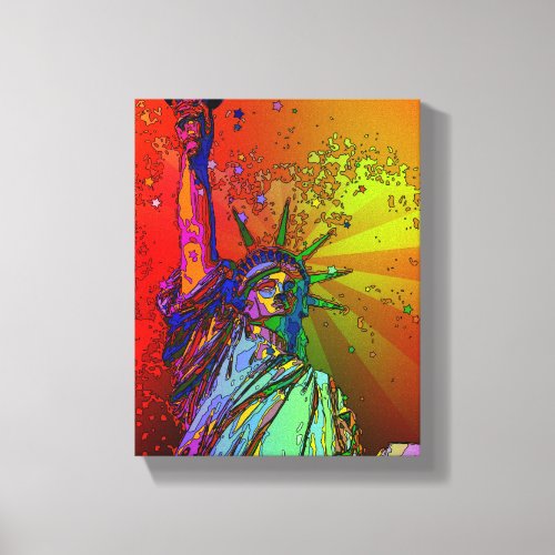 Psychedelic NYC Rainbow Color Statue of Liberty 1R Canvas Print