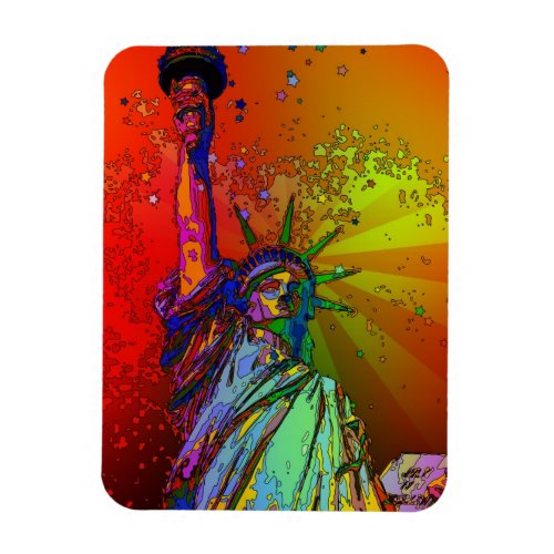 Psychedelic NYC Rainbow Color Statue of Liberty 1R Magnet