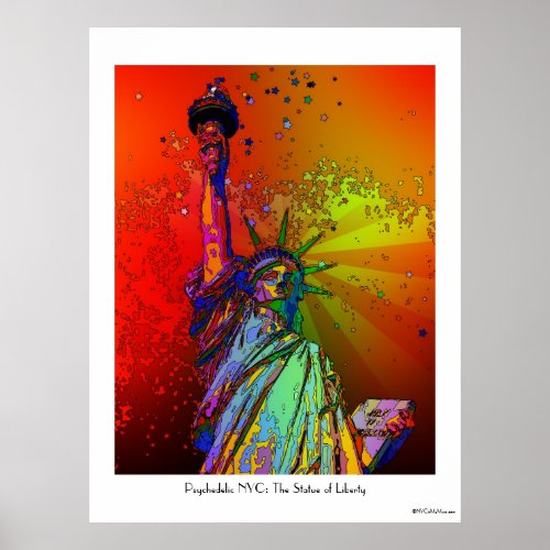 Psychedelic NYC Rainbow Color Statue of Liberty 1R Poster