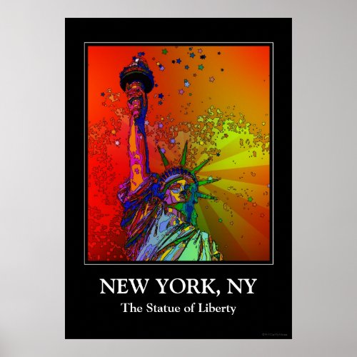 Psychedelic NYC Rainbow Color Statue of Liberty 1R Poster