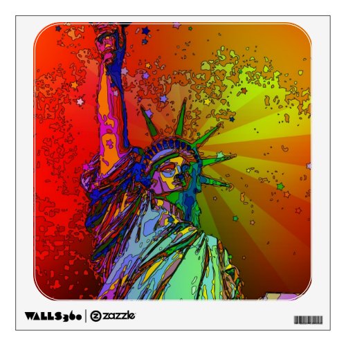 Psychedelic NYC Rainbow Color Statue of Liberty 1R Wall Sticker