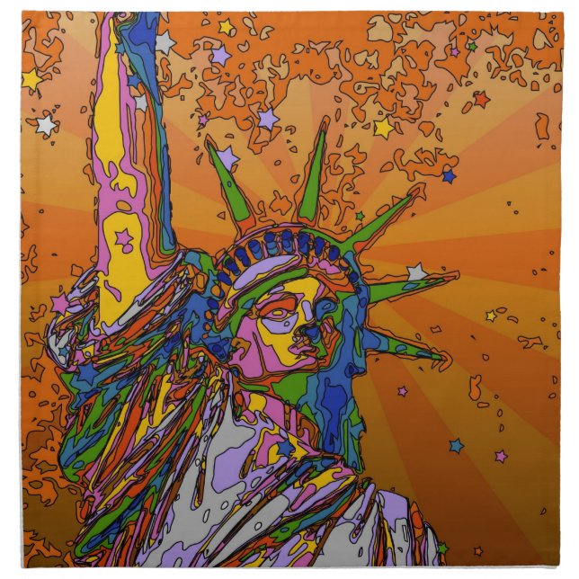 Psychedelic NYC: Statue of Liberty 001 Cloth Napkin (Front)