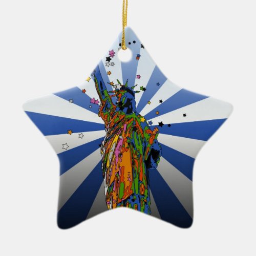 Psychedelic NYC Statue of Liberty 2 Ceramic Ornament