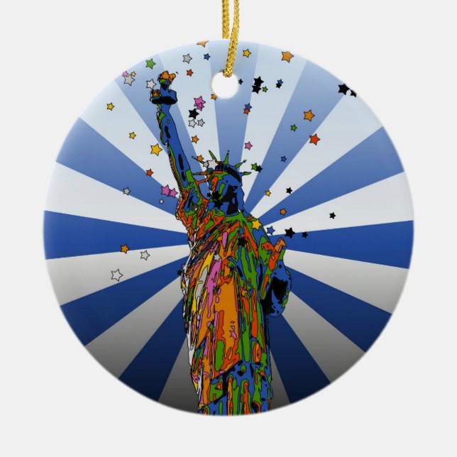 Psychedelic NYC: Statue of Liberty #2 Ceramic Ornament (Front)