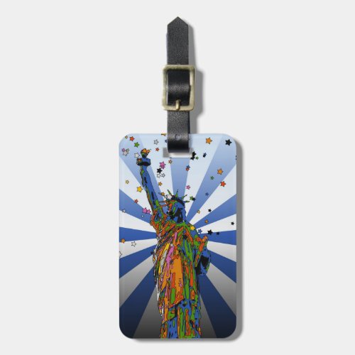 Psychedelic NYC Statue of Liberty 2 Luggage Tag