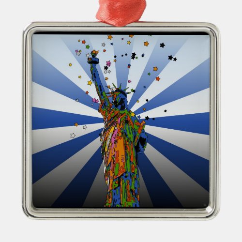 Psychedelic NYC Statue of Liberty 2 Metal Ornament