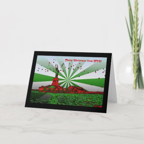 Psychedelic NYC Statue of Liberty Christmas Holiday Card