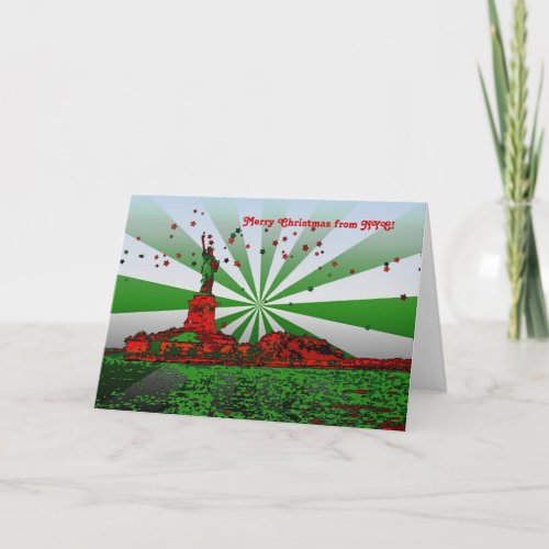 Psychedelic NYC Statue of Liberty Christmas NF Holiday Card