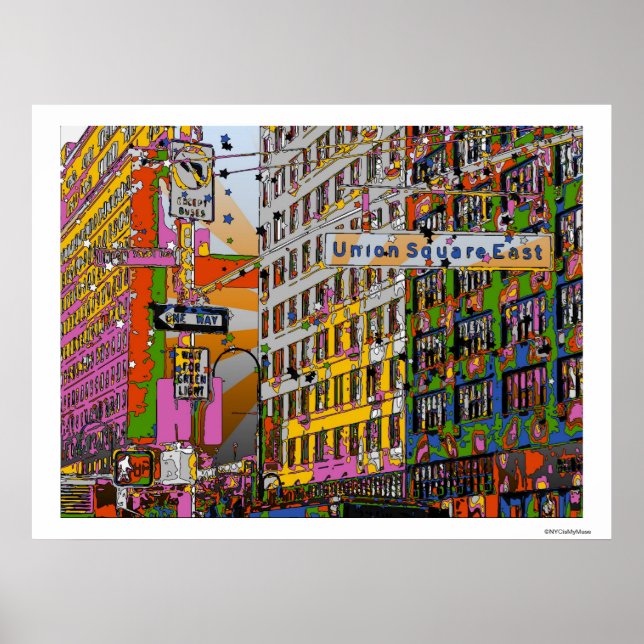 Psychedelic NYC: Union Square Building, St Sign A4 (Front)