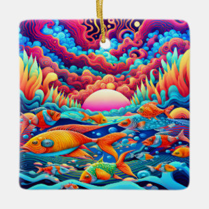 Psychedelic Ocean Ceramic Ornament