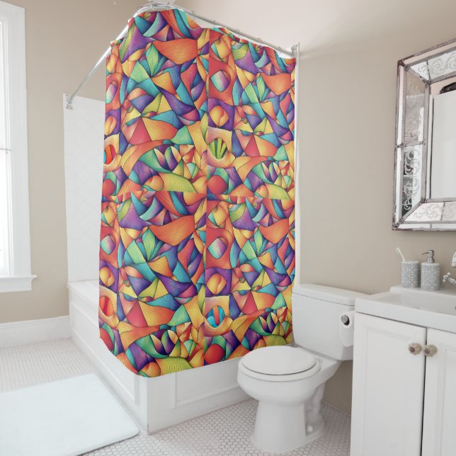 Psychedelic Ocean Shower Curtain (In Situ)