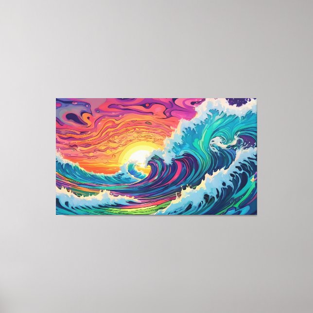 Psychedelic Ocean Waves Canvas Print (Front)