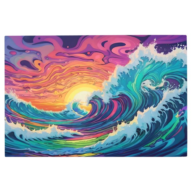 Psychedelic Ocean Waves Metal Print (Front)