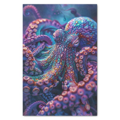 Psychedelic Octopus Decoupage Tissue Paper