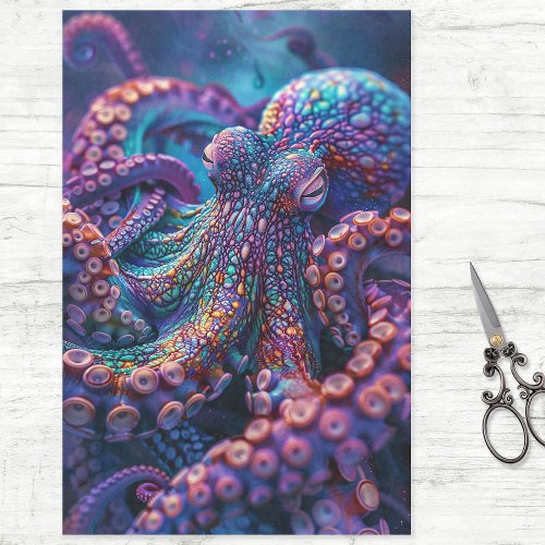 Psychedelic Octopus Decoupage Tissue Paper