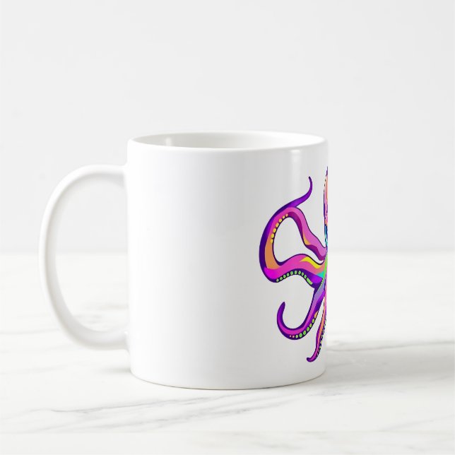 Psychedelic Octopus Head Design Coffee Mug (Left)