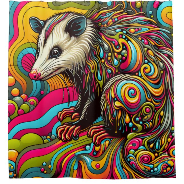  Psychedelic Opossum Shower Curtain (Front)