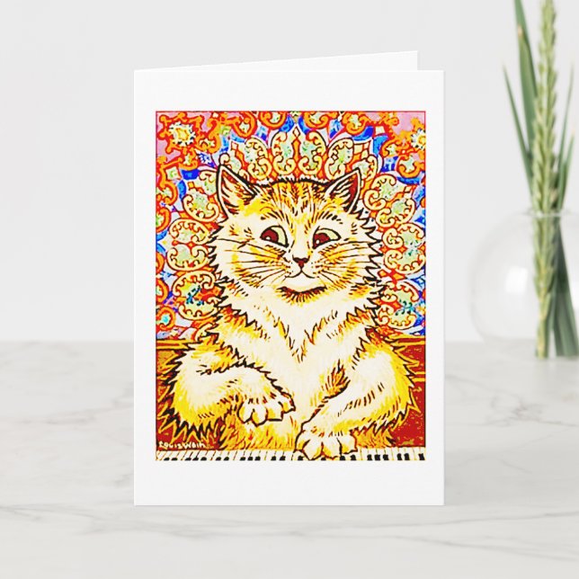Psychedelic Orange Piano Cat, Louis Wain,      Card (Front)